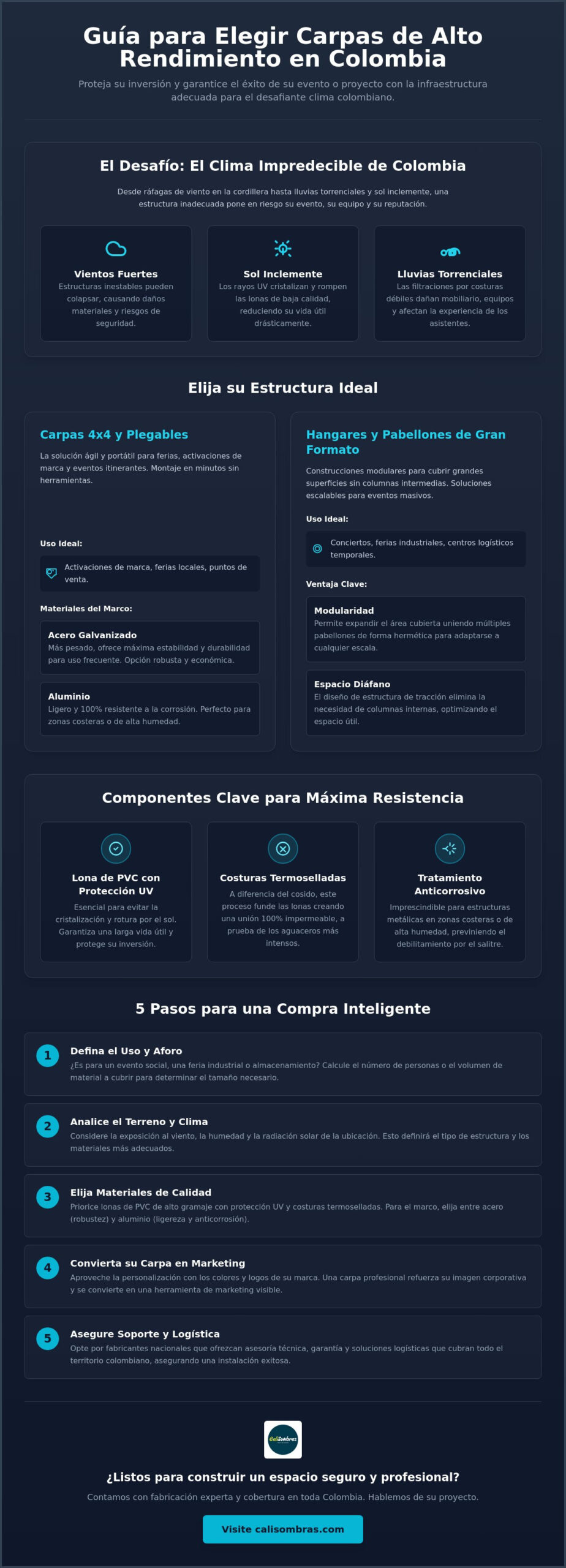 Carpas para eventos en Colombia: Guía completa de soluciones y fabricación 2026