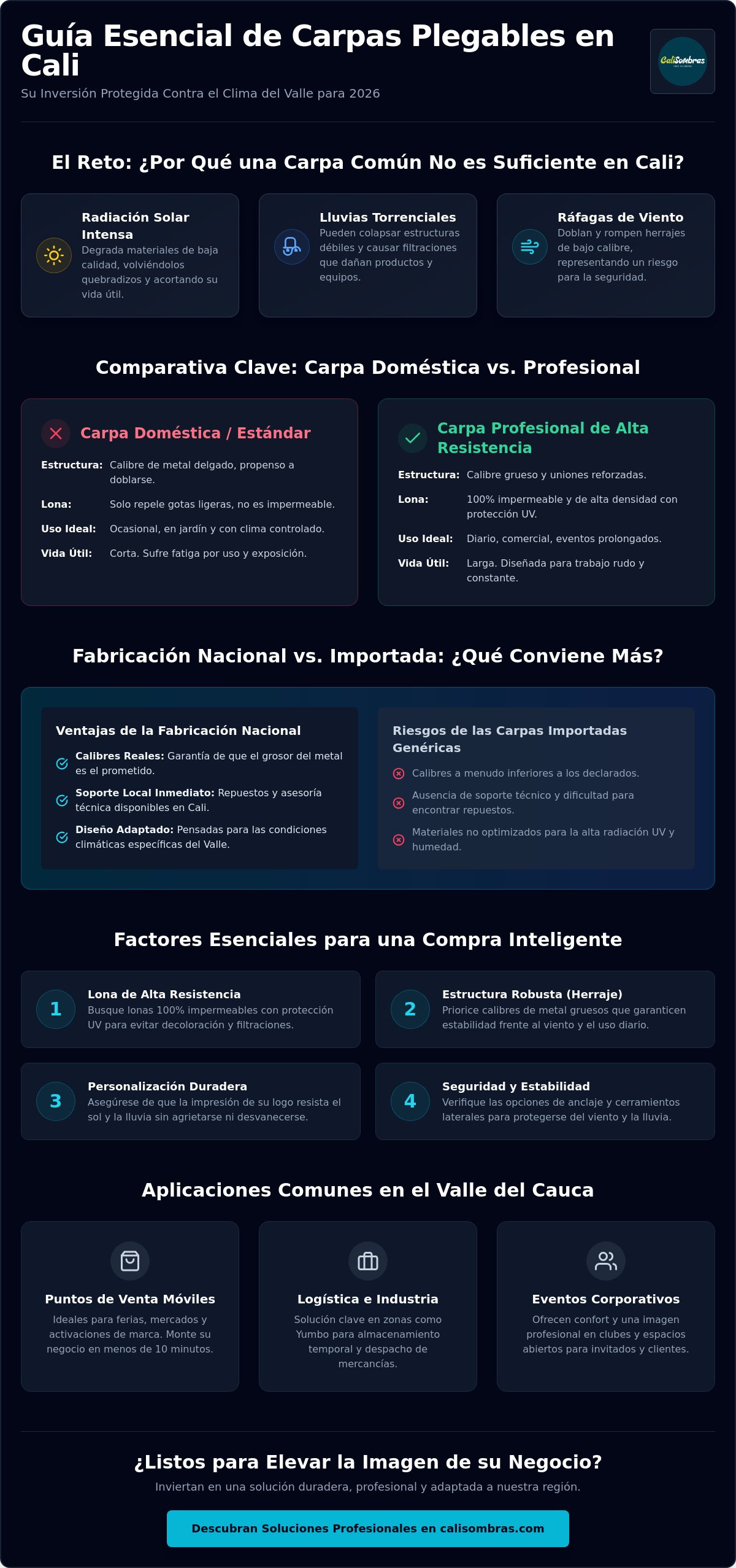 Carpas plegables en Cali: Guía para elegir la mejor opción en 2026