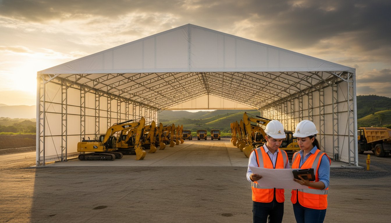 Hangares para maquinaria pesada en Colombia: Guía completa de protección industrial 2026 – Hero Image Hangares para maquinaria pesada en Colombia: Guía completa de protección industrial 2026