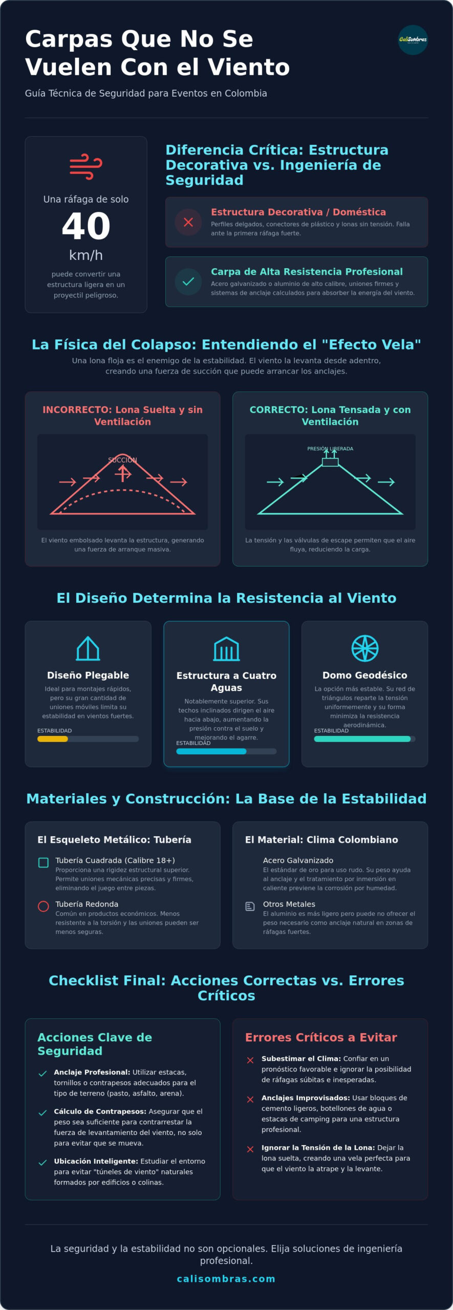 Carpas que no se vuelen con el viento: Guía de estabilidad y resistencia 2026